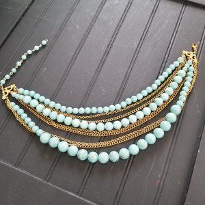 Vintage 3 Tier Turquoise (Howlite) Choker Necklace 11"